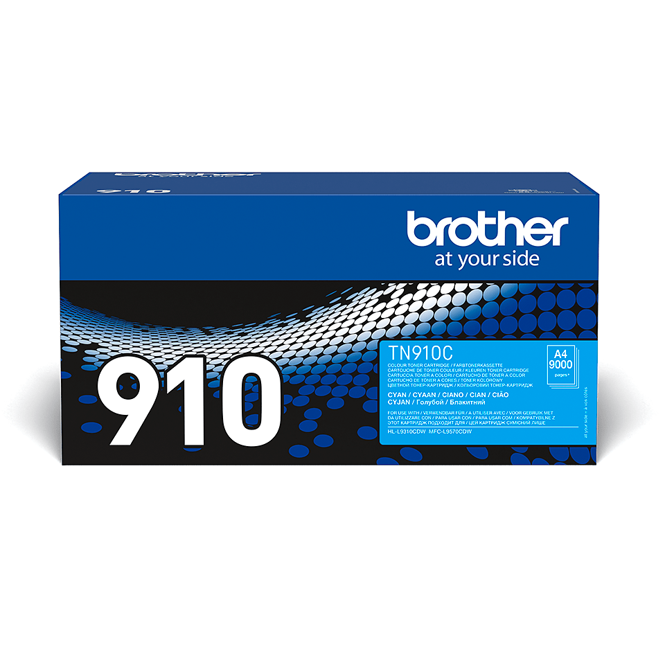 Brother TN910C: оригинальный голубой тонер-картридж.